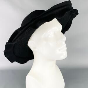 COMME des GARCONS AW18 Size M Black Wool Layered Brim Felt Hat